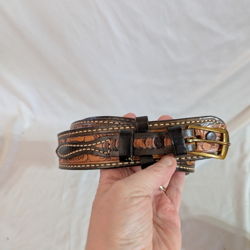 Justin Boots Leather Belt 42 Top Grain Cowhide 5400